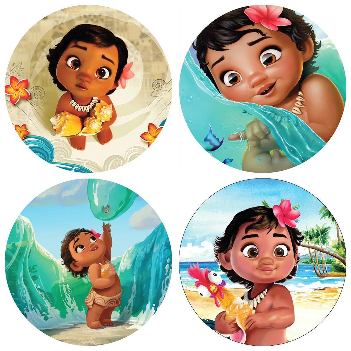 Round Backdrop Baby Moana Princess for Birthday Party Baby Shower Decorations Invitations Banner Wall Decor Photo Booth