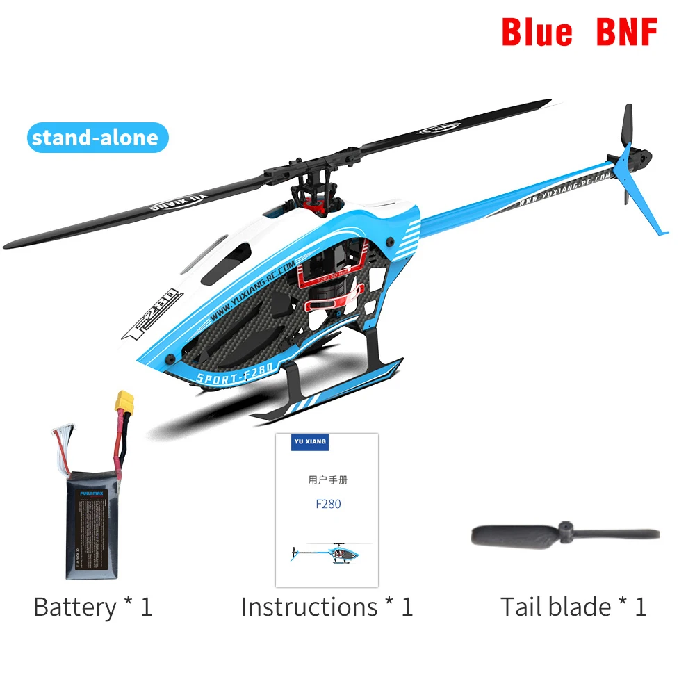 YXZNRC RC Helicopter F280 2.4G 6CH 6-Axis Gyro 3D6G Dual Brushless Direct Drive Motor Flybarless Remote Control Airplane BNF/RTF