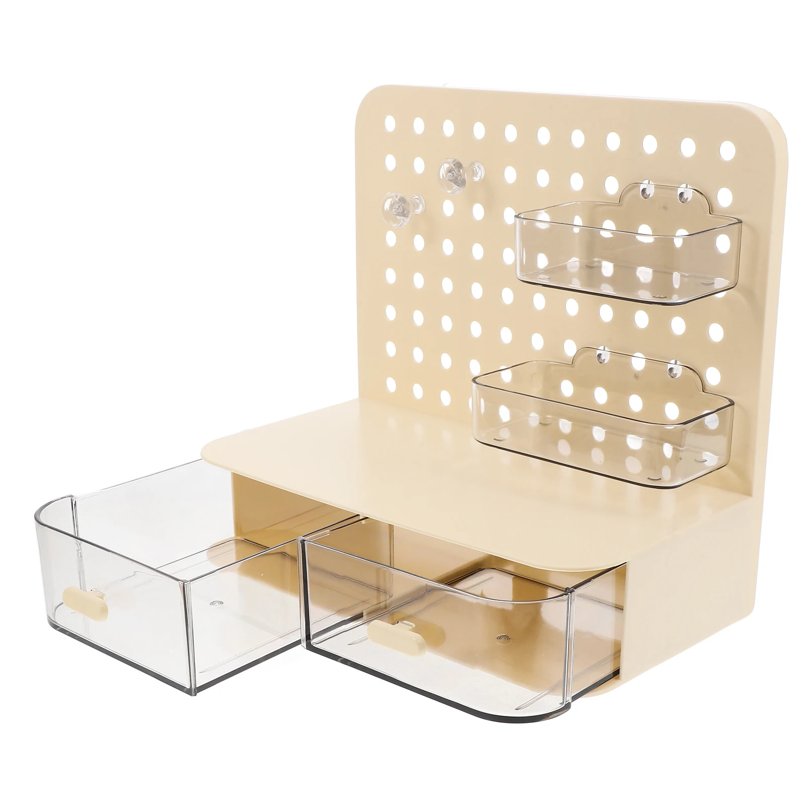 Pegboard Storage Rack Beige Plastic Desk Wall ganizer Gaming Adjustable Large Capacity Tabletop Pen Drawer Sloped Insert Design