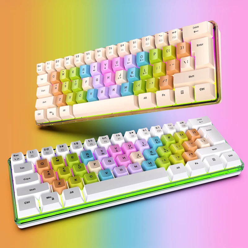 61 Key For K401 Color Matching Key Cap Mechanical Feeling Keyboard RGB Lamp Universal E-Sports Games Office Wired Keyboard