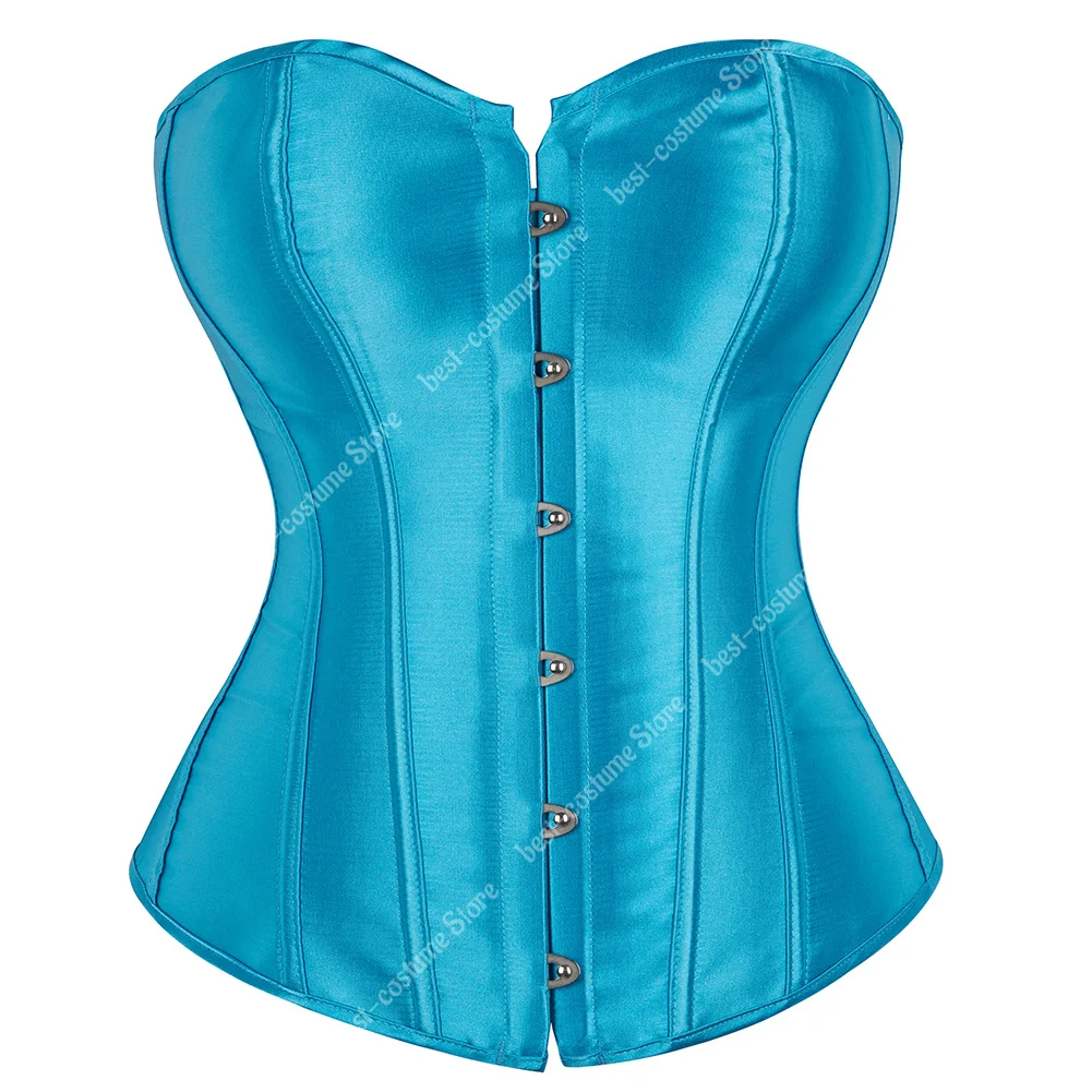 Corset Plus Size Corsets and Bodices for Women Blue Overbust Corset Bustier Lace Up Off Shoulder Sexy Corset Top