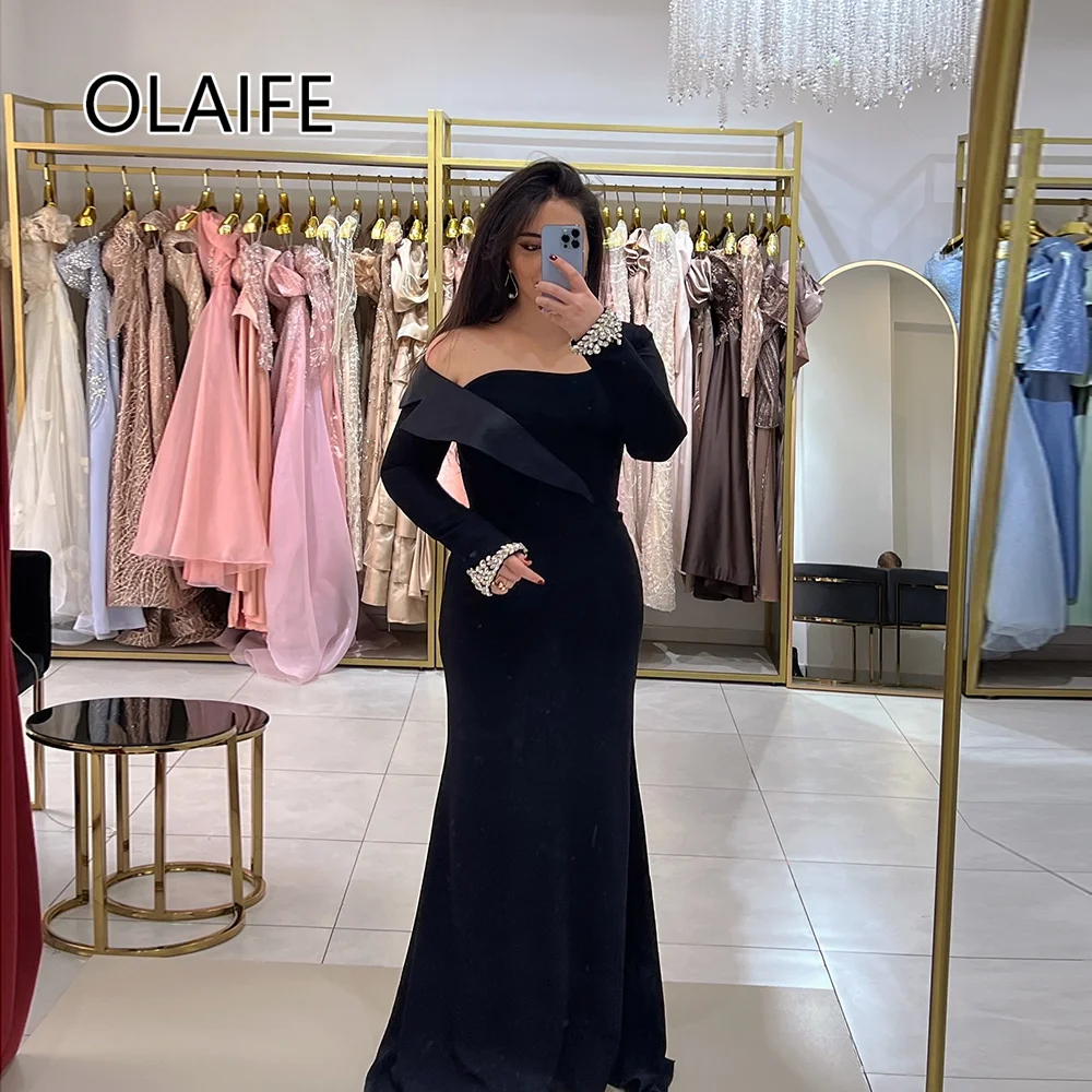 

Атласное однотонное платье-футляр с длинными рукавами и бисером Кристаллиат, Саудовское платье для выпускного вечера с открытой спиной и длиной до пола, вечернее платье Trian по индивидуальному заказу