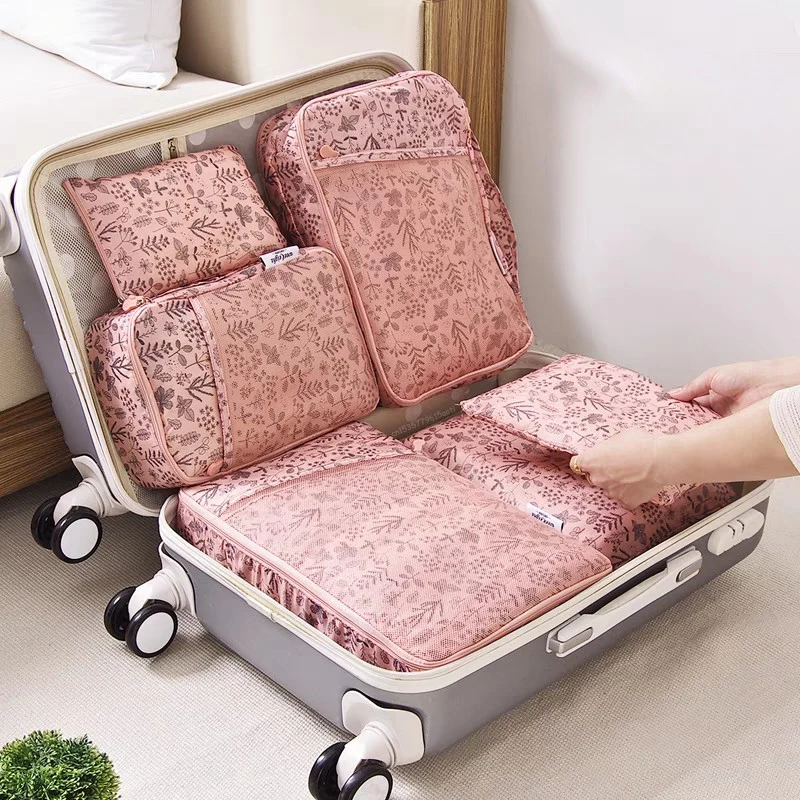 Bolsas organizadoras de almacenamiento de viaje para mujer, Maleta de viaje portátil, bolsas organizadoras para ropa, zapatos, bolsa de maquillaje, organizador de equipaje, 6 piezas