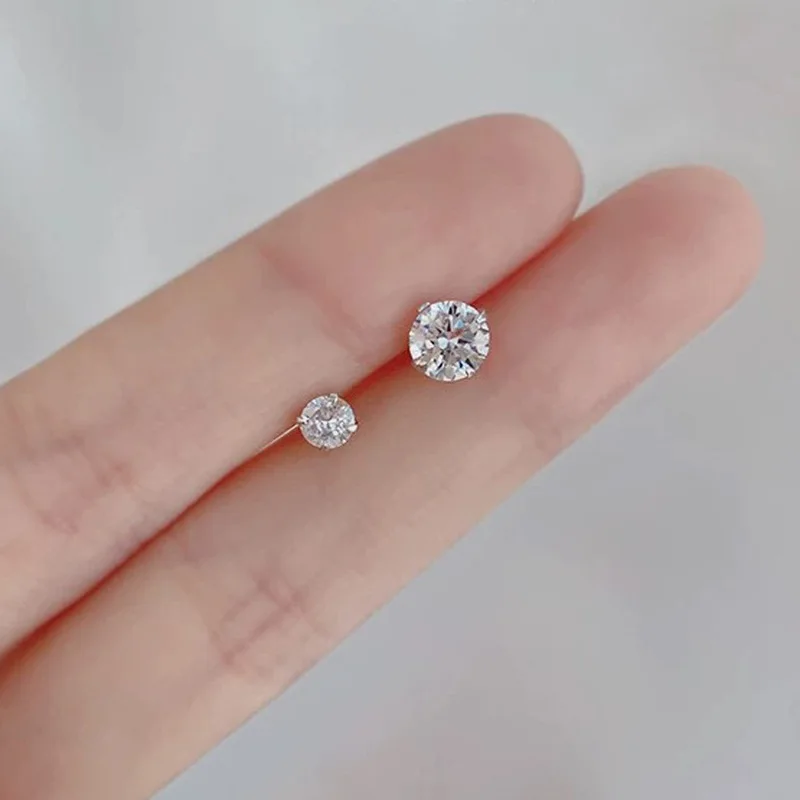 All-match ear piercing four-claw zircon earrings commemorative holiday gift to friends flash commuting earrings