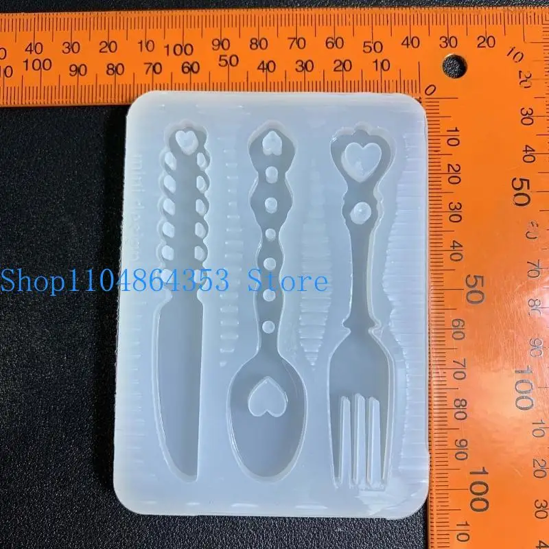 652F هندسة الحب- سكين- شوكة ملعقة القالب السيليكون راتنج الايبوكسي القالب DIY
