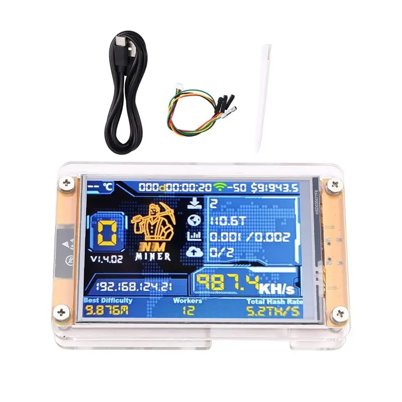 ABSE-Upgraded Harshrate Nerdminer 990KH/S Bitcoin Crypto Solo Lottery Mining Miner 3.5 Inch Big Display Nerdminer