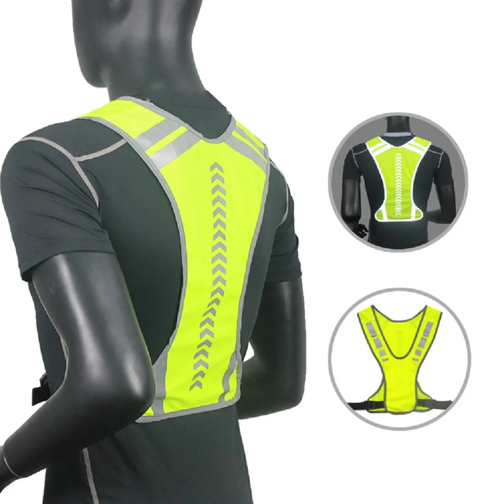 Reflective Safety Vests Lightweight Adjustable Elastic Vest Jacket Hi Vis Reflective Strips For Traffic Control Running Cycling