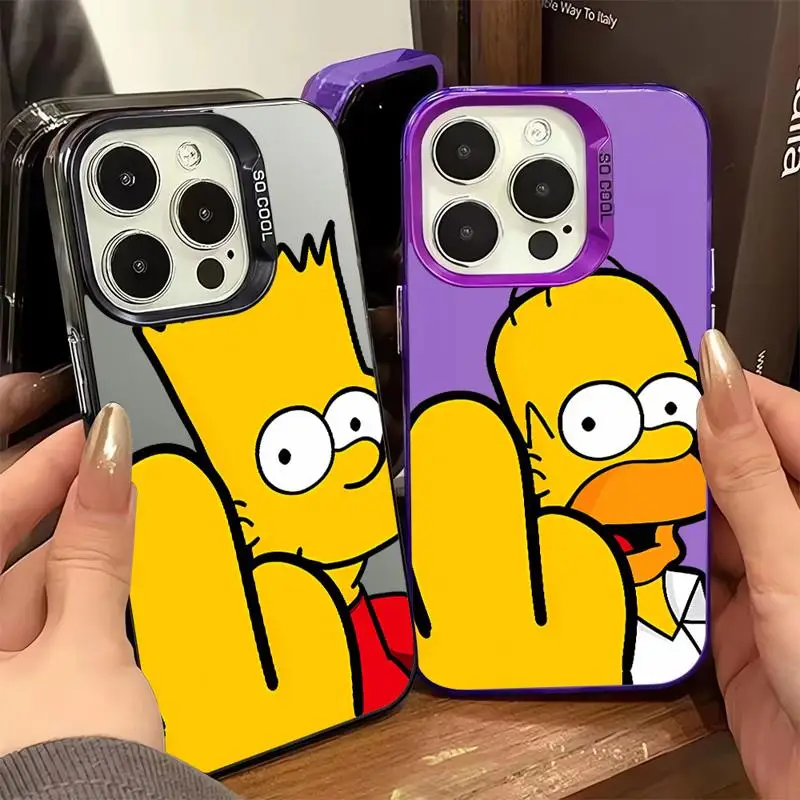 Homer Man The Simpsons Colored Silver Case for Apple iPhone 11 13 15 Pro Max 12 14  XR X XS Shockproof Protective Phone Cover