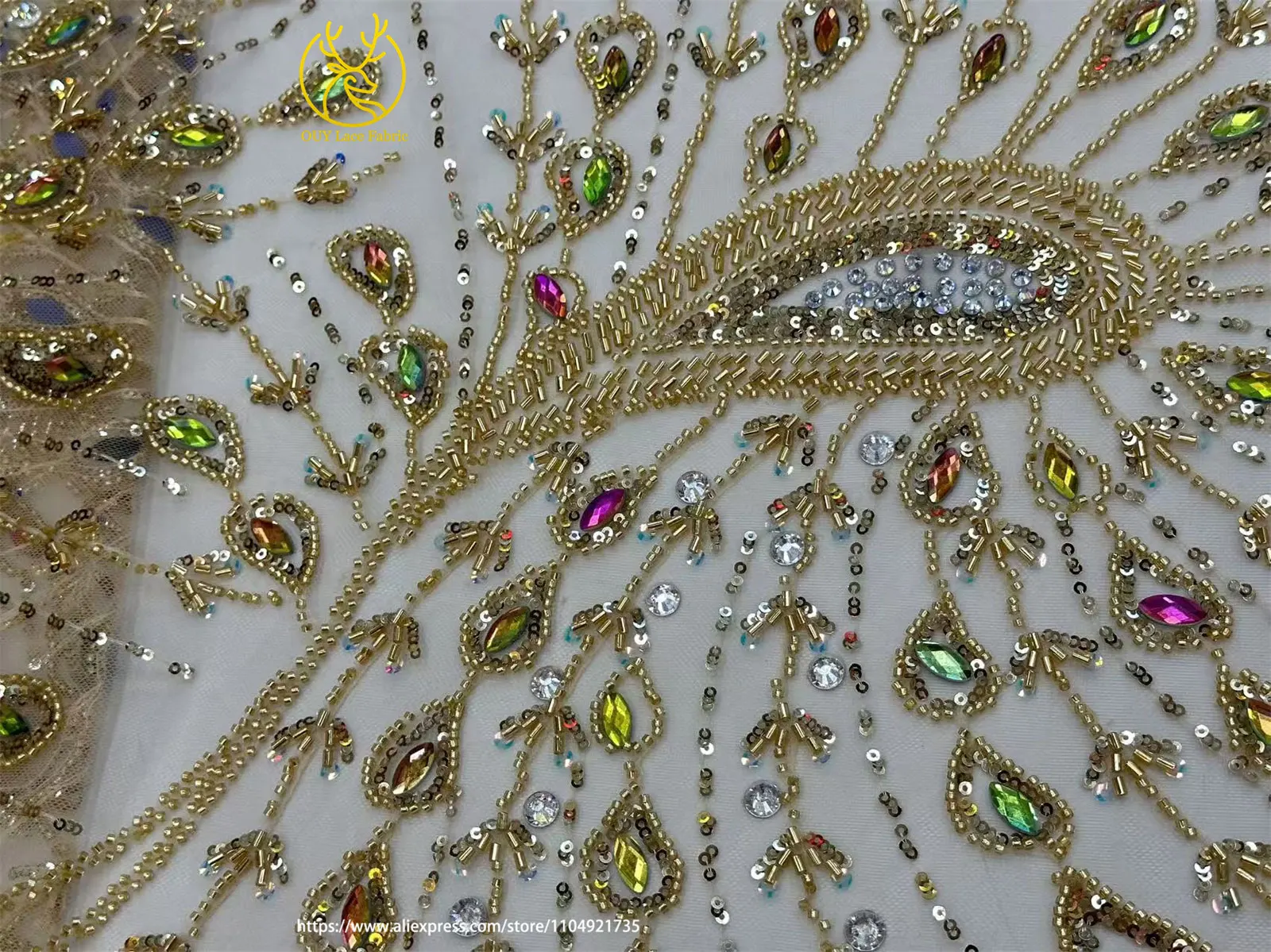 Teakrot Eleganter Afrikanischer Luxus-Spitzenstoff 2026 Luxuriöser Nigerianischer Französischer Perlen-Pailletten-Spitzenstoff für Hochzeitskleider – Detail 8
