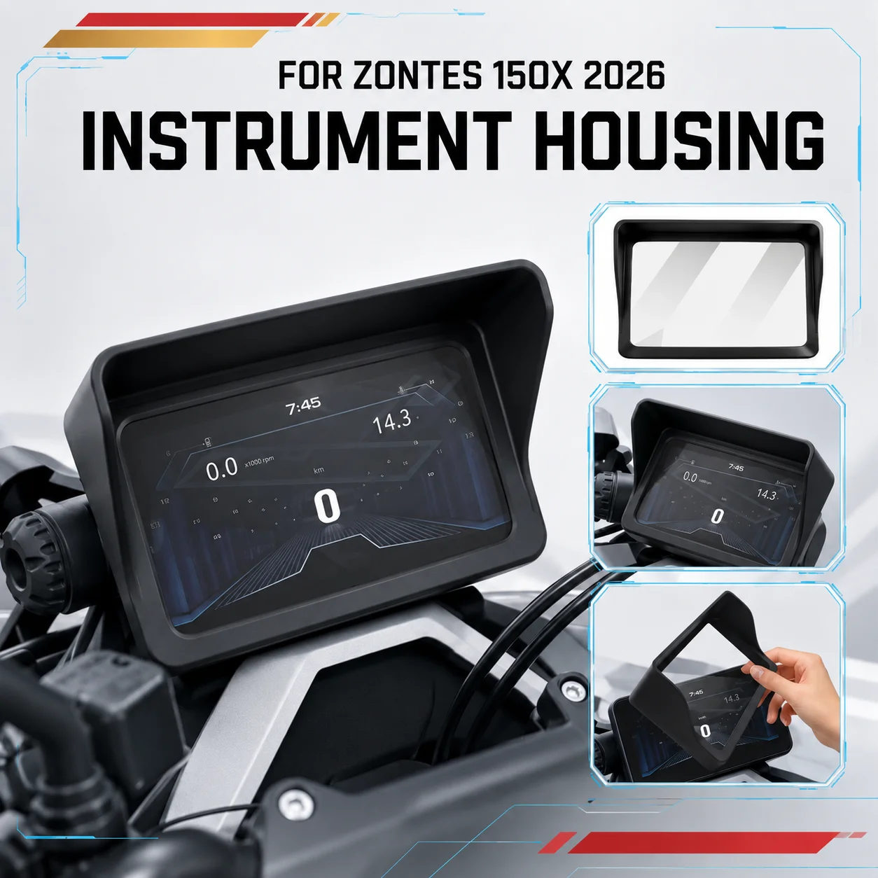 Dashboard Sun‑Shade Visor Anti‑Glare Screen Protector Guard Fit For 2026 ZONTES 150X Scooter