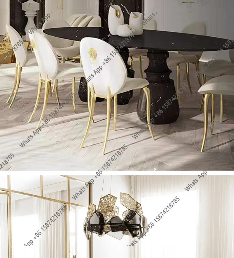 X68 Pure Copper Dining Chair, Light Luxury Home Designer High-end Chair, Modern Simplicity, Backrest Lion's Head Reception Chair