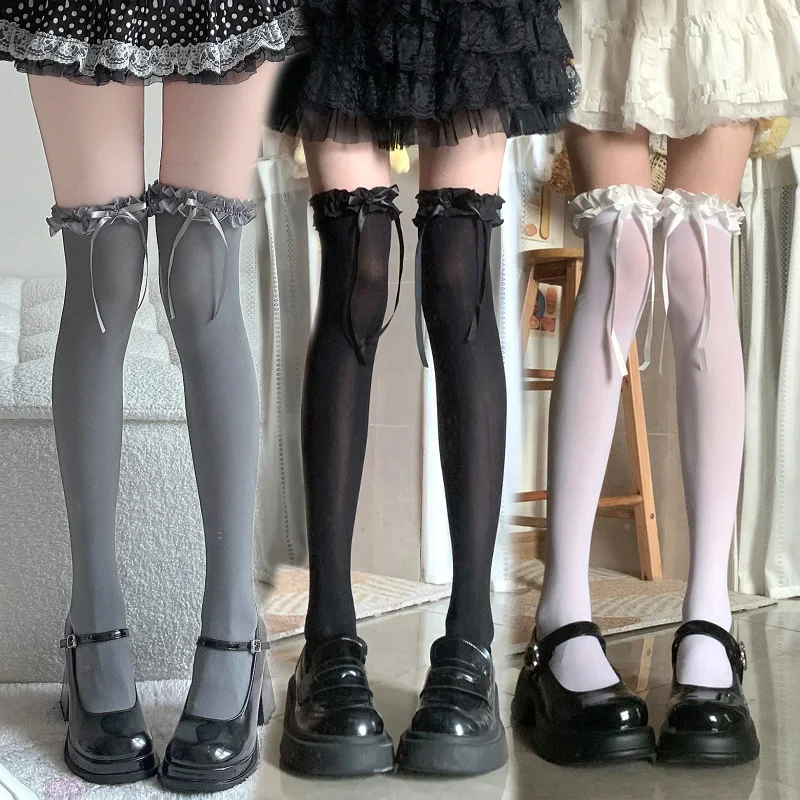 

High Quality Long Tube Over The Knee Socks Velvet High Elasticity Uniform Anti-slip Slim Velvet Women Girls Stokings