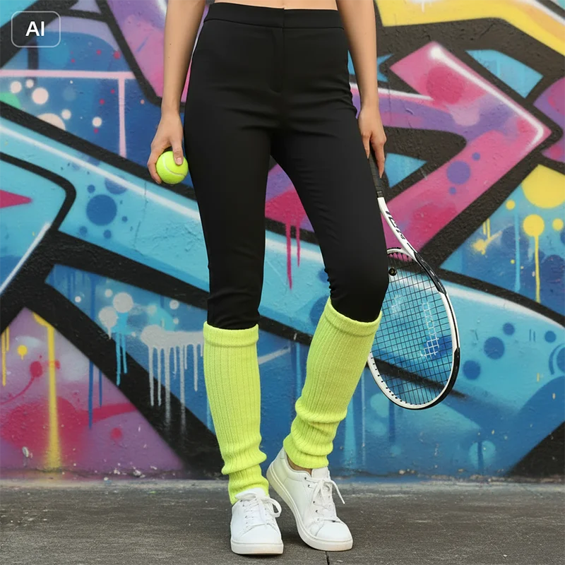 Mädchen Bein- und Armwärmer Fluoreszierend Grüne Gamaschen Stiefelmanschetten Damen Overknee-Wärmer Gestrickte Kniestrümpfe Fußabdeckung