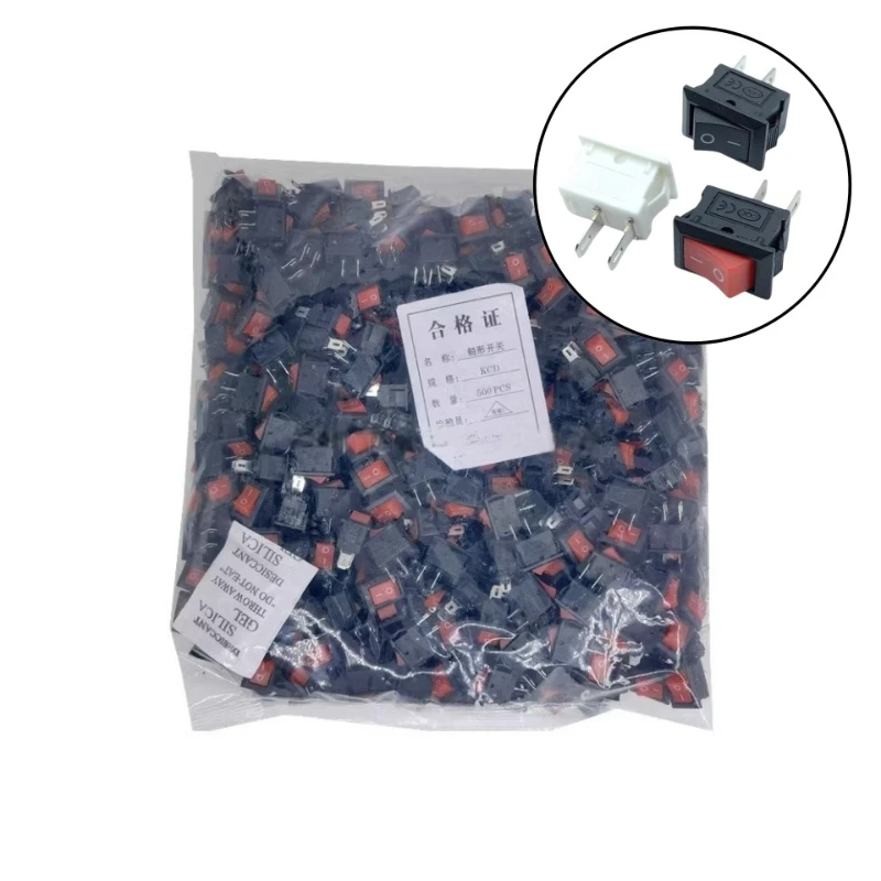 100/500Pcs Lot Push Button Switch 10x15mm SPST 2Pin 3A 250V Snap-in On Off Electrical Mini Rocker Switch 10*15mm Black Red White