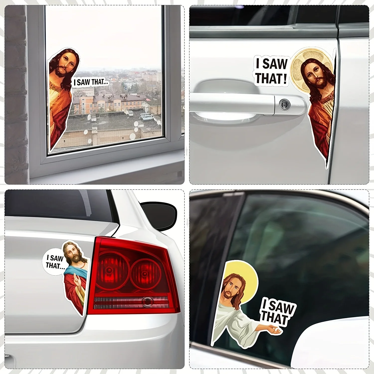 

Jesus I Saw That Car Sticker Funny Window Bumper Door Stickers Jesus DIY Truck Body Vinyl Decals Auto Accessories