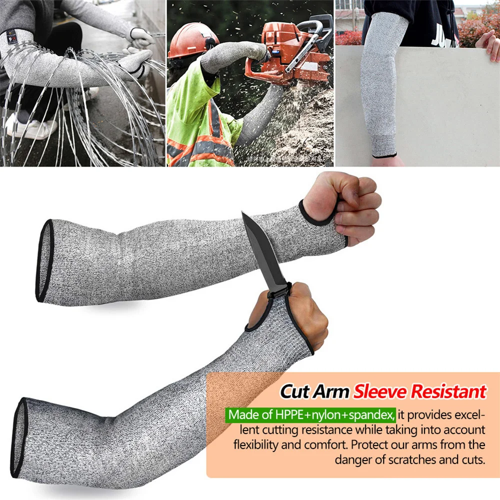 

Protective Cut Resistant Arm Sleeve Safety Glove Anti-Puncture Garden Construction Automobile Glass Work Sleeves Level 5 HPPE