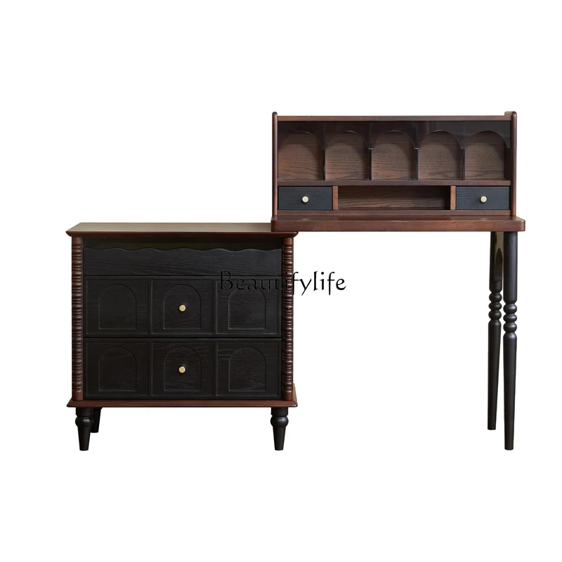 

French retro solid wood dresser modern simple medium and ancient style small apartment