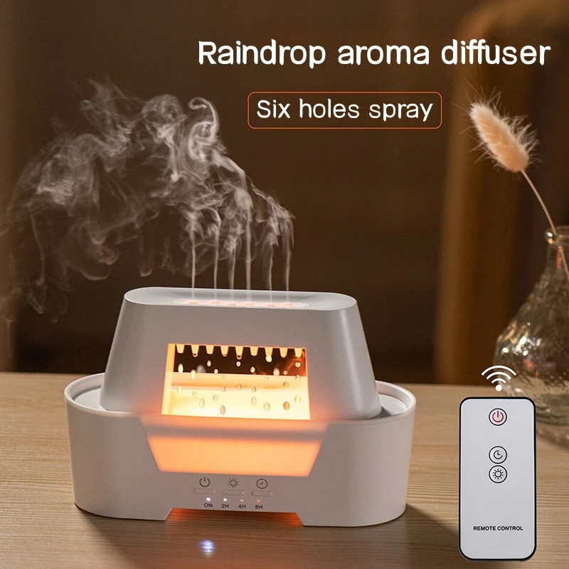 Raindrop Air Humidifier Essential Oil Aromatherapy Diffuser Ultrasonic Atomization Humidification With Colorful Lamp for Bedroom