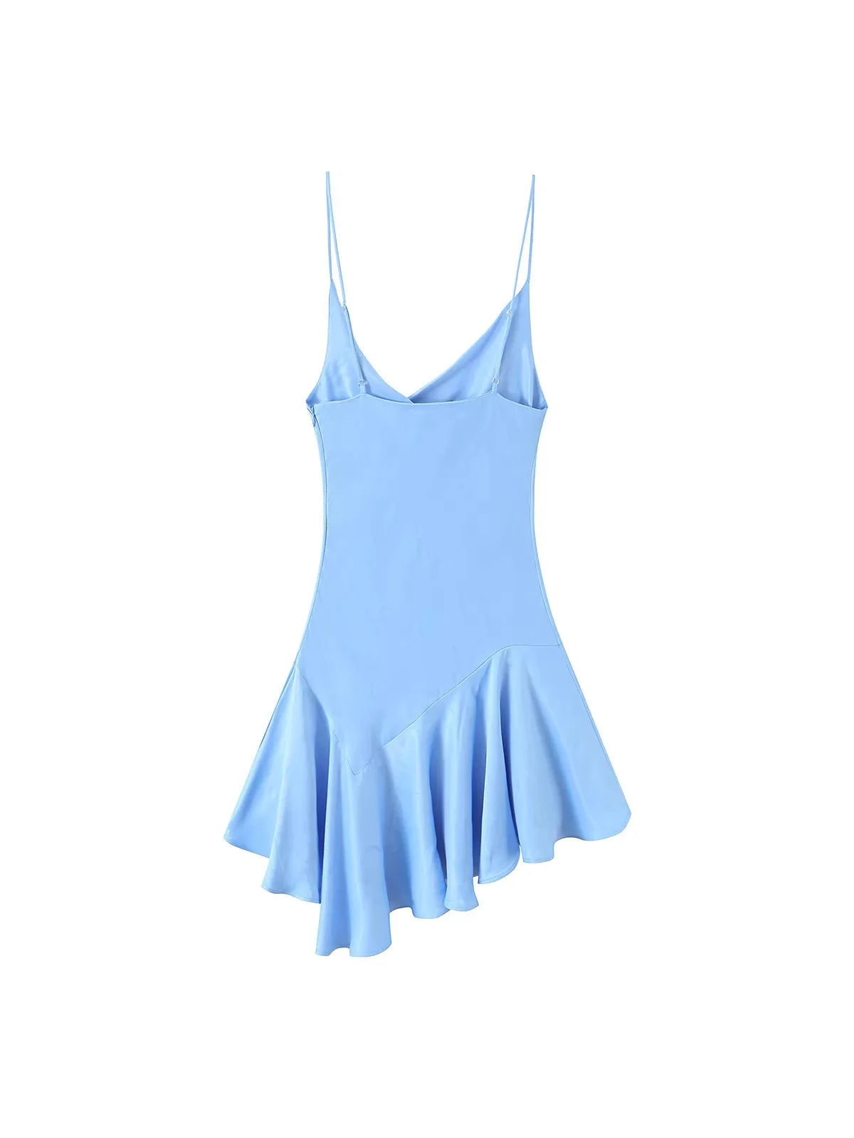 Withered Extremely Simple Style Asymmetrical Hem Silk Texture Suspender Dress Elegant Party Dresses Vestidos Women's Dress
