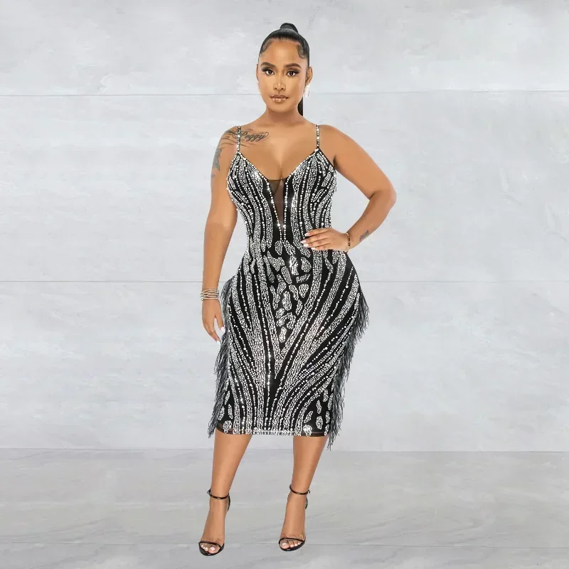 

Горячая новинка: облегающее короткое платье GUWU с сетчатыми вставками, стразами и бретелями, без рукавов, для вечеринок и клубов, 2024. Сексуальное вечернее платье с бриллиантами.