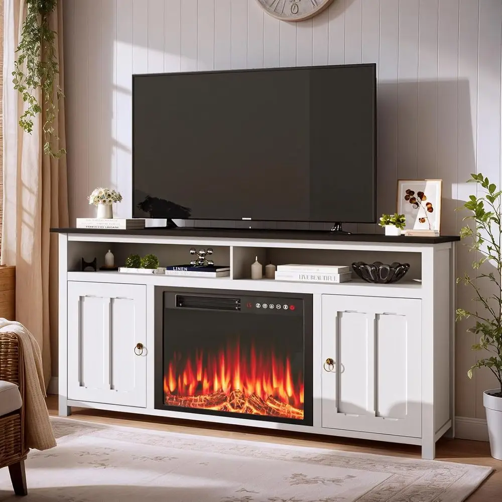 

58 TV Stand with 23 ireplace or 65 TV Capacity, Entertainment Center for Living & Bedroom