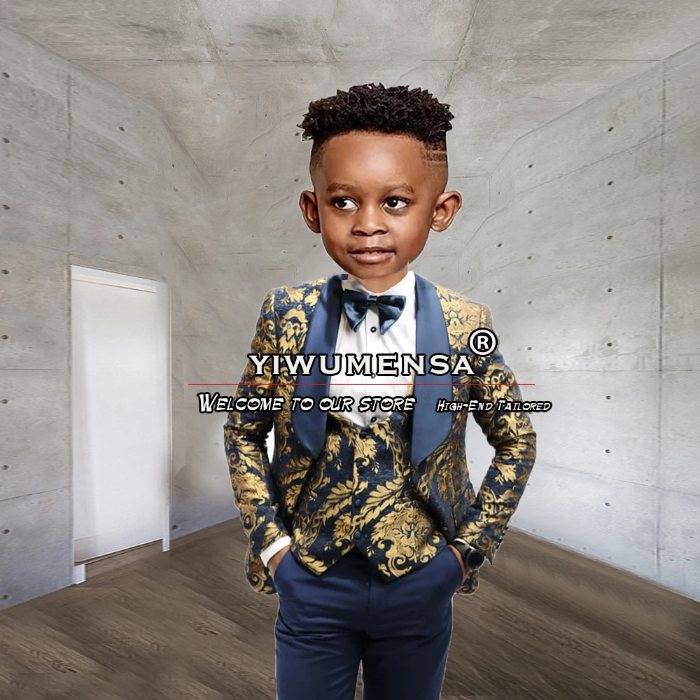 Elegante Jongen Pakken 4-delige Slim Fit Pak Voor Kinderen Peuter Formele Set Trouwring Drager Outfit Kinderen Birtheday Smoking Custom