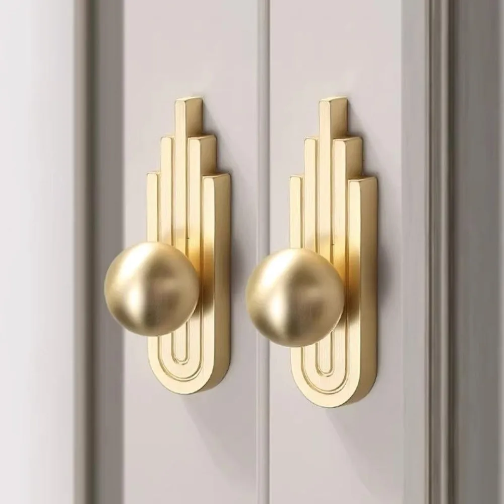 New Light Luxury Wardrobe Cabinet Handle Modern Minimalist Drawer Handle French Style Gold Bedside Table Handle