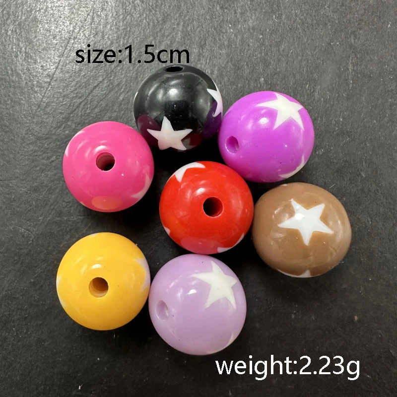 10pcs 12-15mm Random mixing Batch Charm Printed Five pointed Star Peach Heart DIY Beaded Bracelets Necklaces Jewelry Accessories