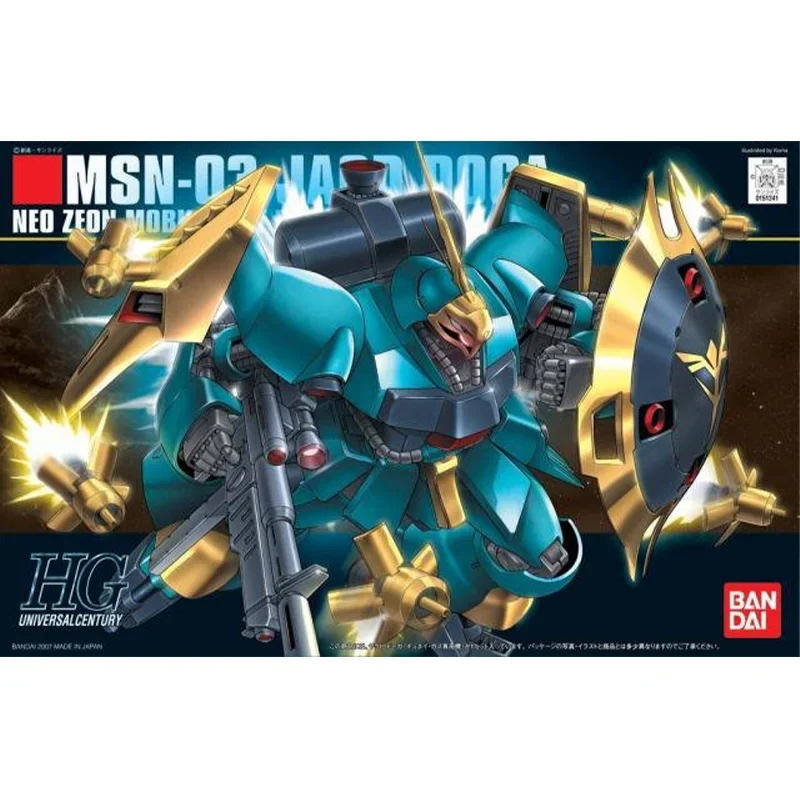 Bandai Original Gundam Model Kit, Figura Anime, HGUC1, 144, MSN-03, Figuras de Ação JAGD, ornamentos colecionáveis, presentes para crianças