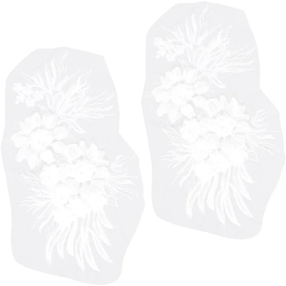 

2Pcs 3D Leaf Flower Lace Appliques White Floral Leaves Embroidered Bridal Lace Sew on Applique Patches for Wedding Gown