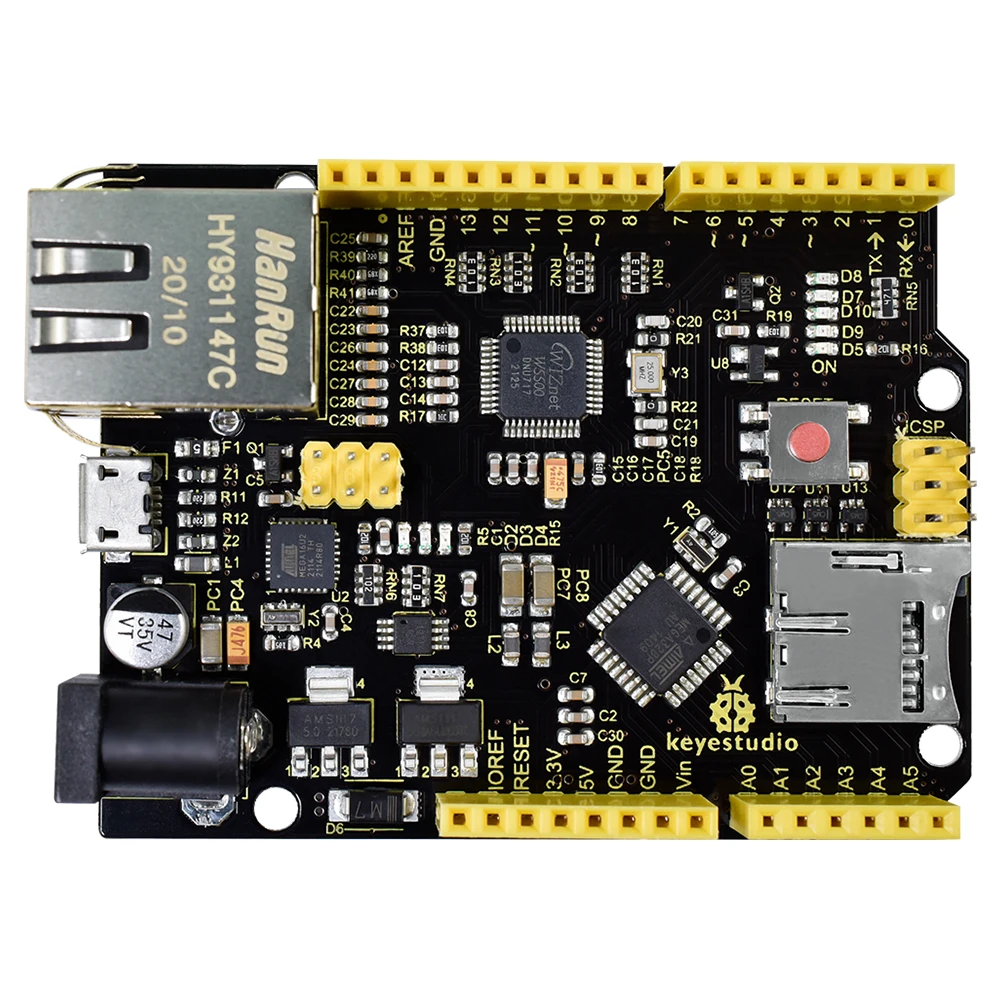 Keyestudio W5500 ETHERNET DEVELOPMENT BOARD DEVELOPMENT SHIELD For Arduino DIY Project  (WITHOUT POE)