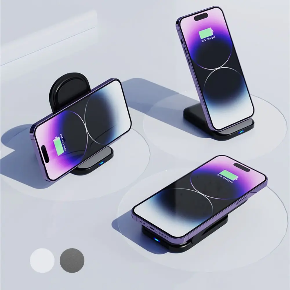 Foldable Wireless Charger Stand ABS Induction Fast Charging Pad Portable with Type C Cable for iPhone/Samsung/Xiaomi