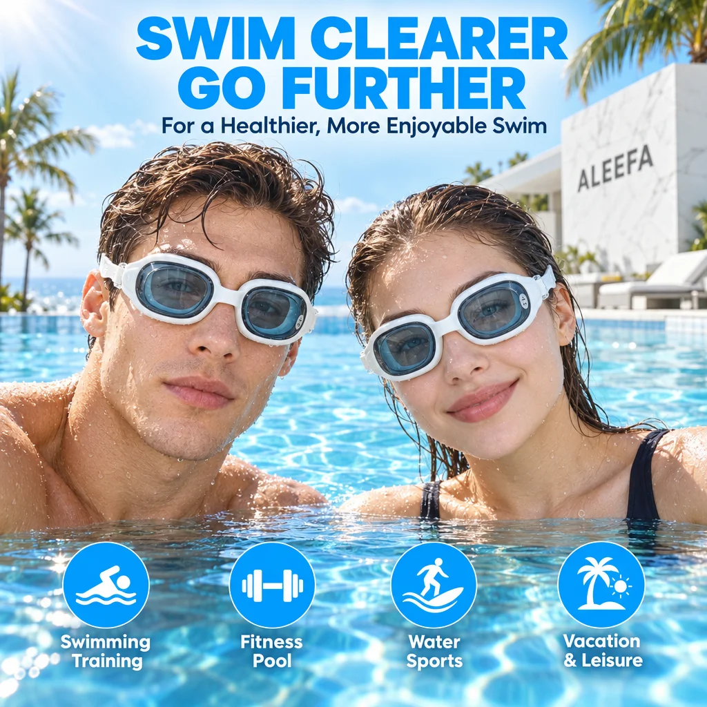 Adult Men Women Myopia Swimming Goggles Anti-Fog Spray Boys Girls Silicone Band Replaceable Nose Bridge Big Frame