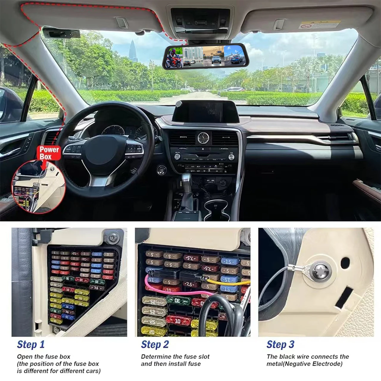 4 عدسة داش كام واي فاي سيارة مرآة داش كام للسيارات للرؤية الليلية سيارة DVR #4