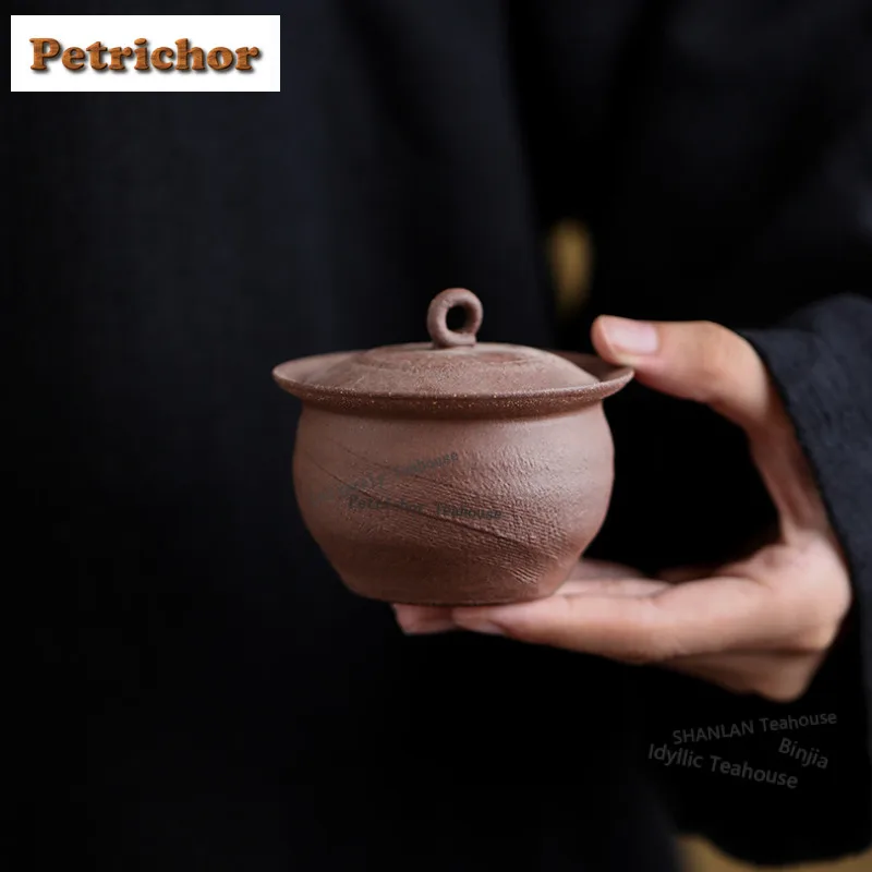 

100 мл фиолетовая глина, круглая пуговица Gaiwan, креативная чайная вареница, чайная миска с крышкой, комплект чайника, крышка, миска, посуда для напитков, аксессуары, подарок