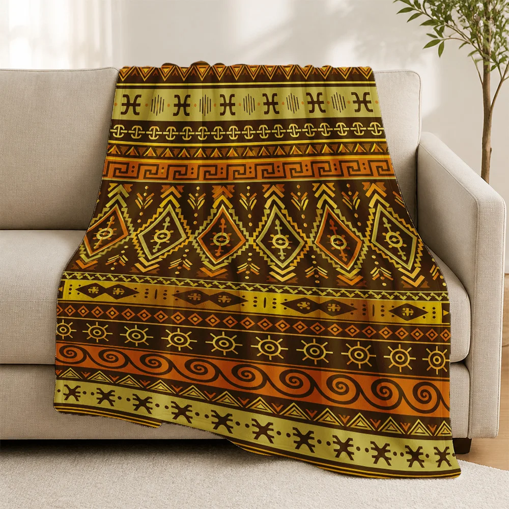 Chunky Geometric Tribal Pattern Sofa Throw Blanket for Boho Bohemian Fall Home Decor Autumn Couch Cover Living Room Accessories