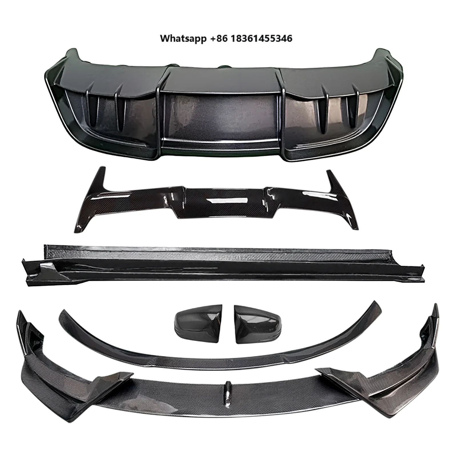 For  Model Y Dry Carbon Fiber Front Rear Lips Spoiler Side Skirts Body KitDream Garage Car Parts