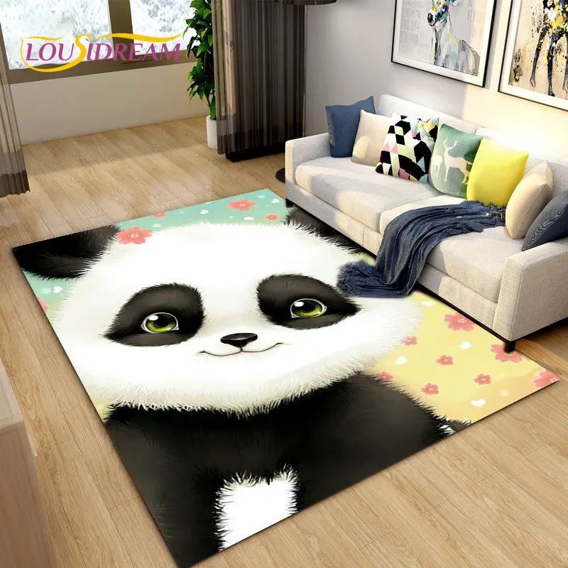 3D Cartoon Cute Panda Area Rug,Carpet Rug for Living Room Children\'s Room Decoration,Kid Play Crawl Soft Non-slip Floor Mat Gift