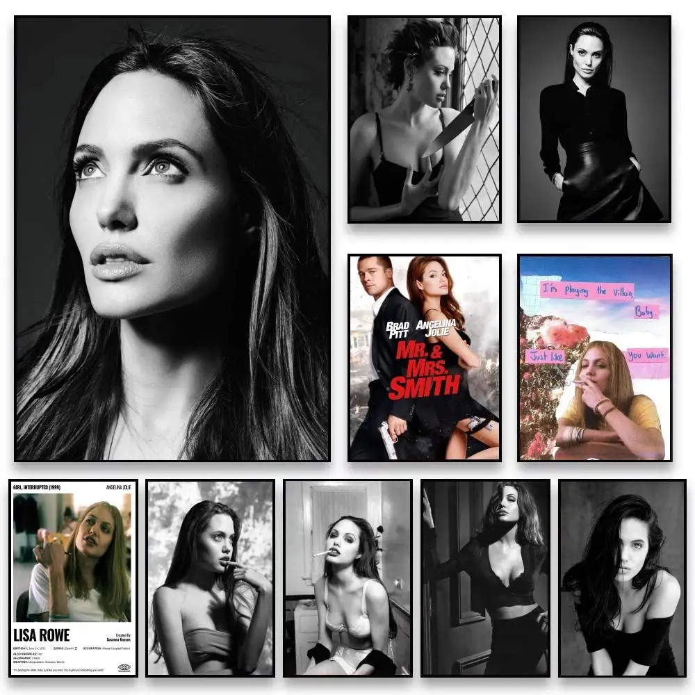 Póster de Angelina Jolie, pegatina artística de pared impermeable con impresión de alta calidad para Bar, decoración para sala de estar, regalo, 1 ud.