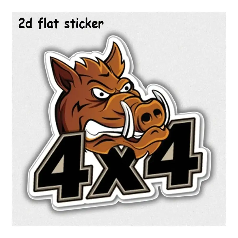 Aggressive Boar 4X4 Design Waterproof Decal For Laptops, Cars, Motorcycles, Water Bottles & Smooth Surfaces