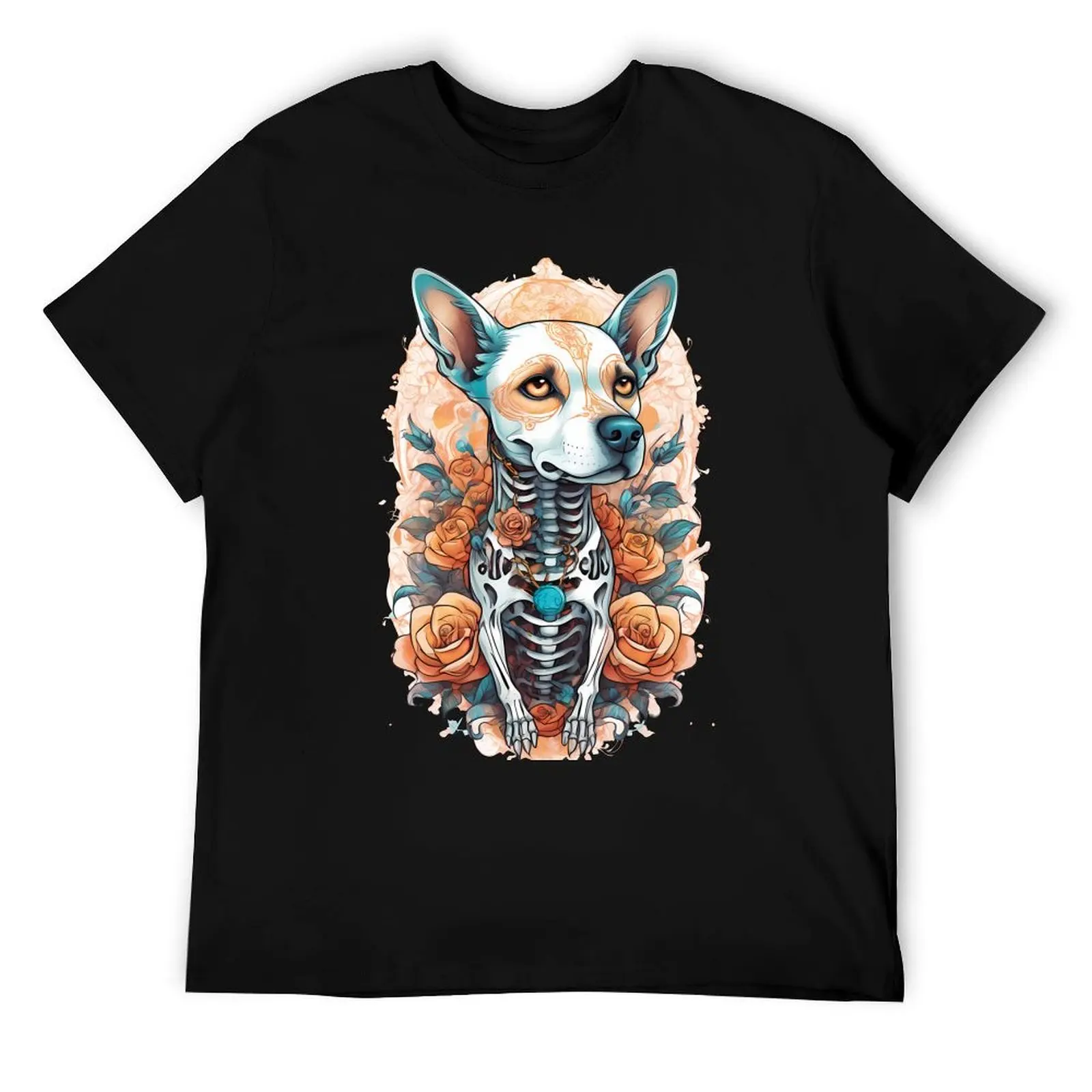 

Gothic Skeuomorphic Dog Skeleton Art T-Shirt t shirts for man pack white man t shirt summer T-Shirt