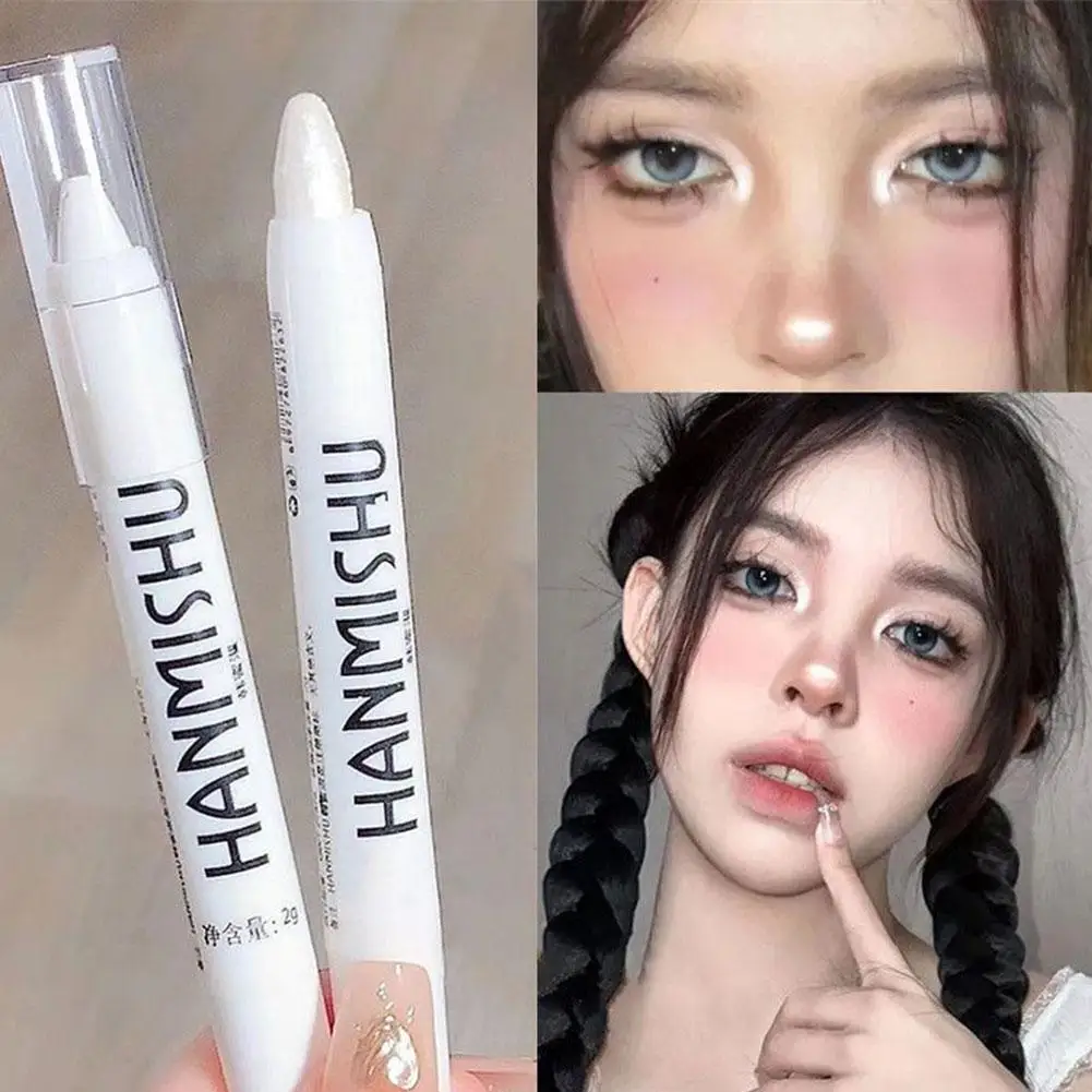 Schimmernder Highlight-Stick, glitzernder weißer Lidschattenstift für helle Augen, Make-up-Highlighter mit schillerndem Effekt K7T3