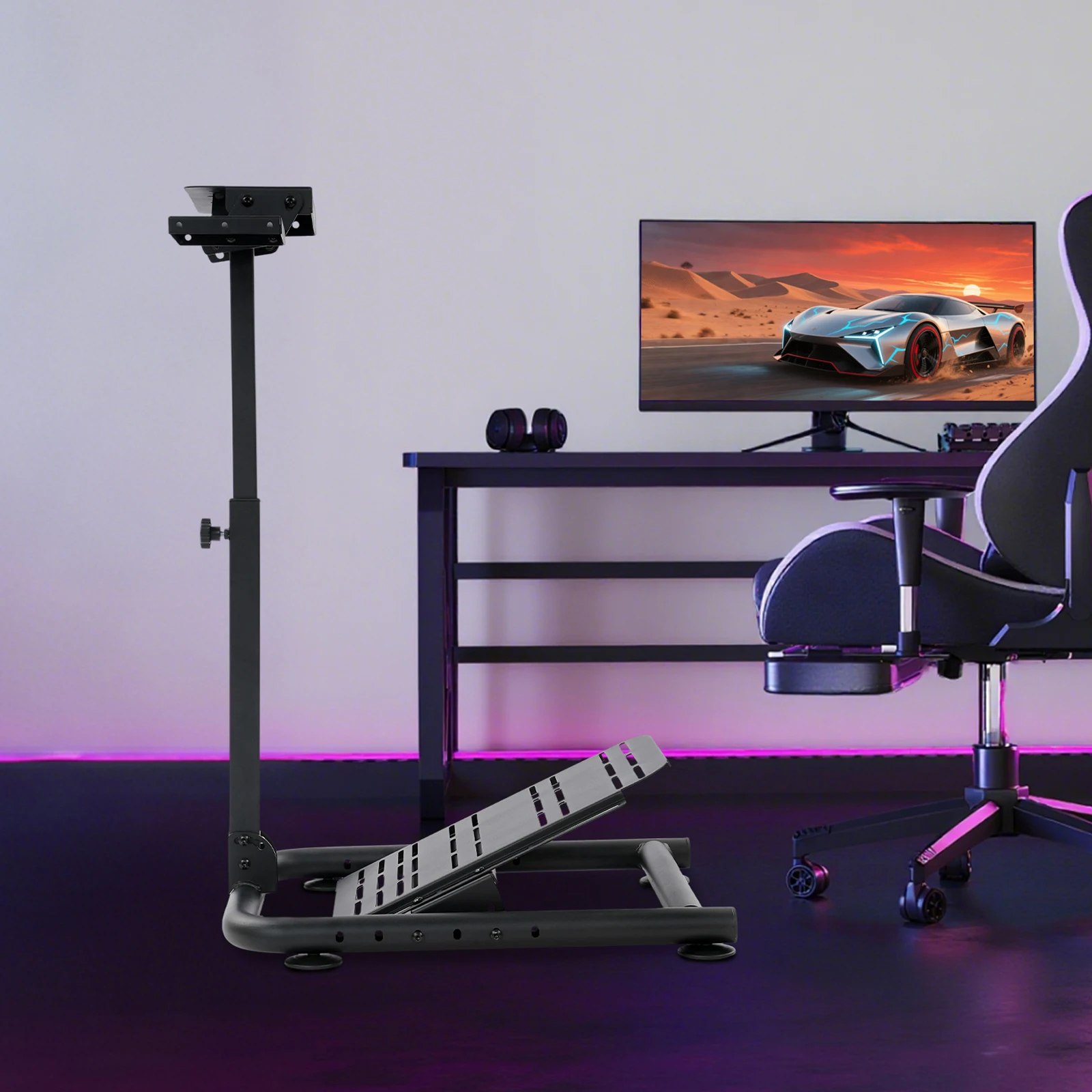 Support de volant de course noir, support de simulateur de course pliable et réglable pour salle de jeux, centre commercial d'arcade