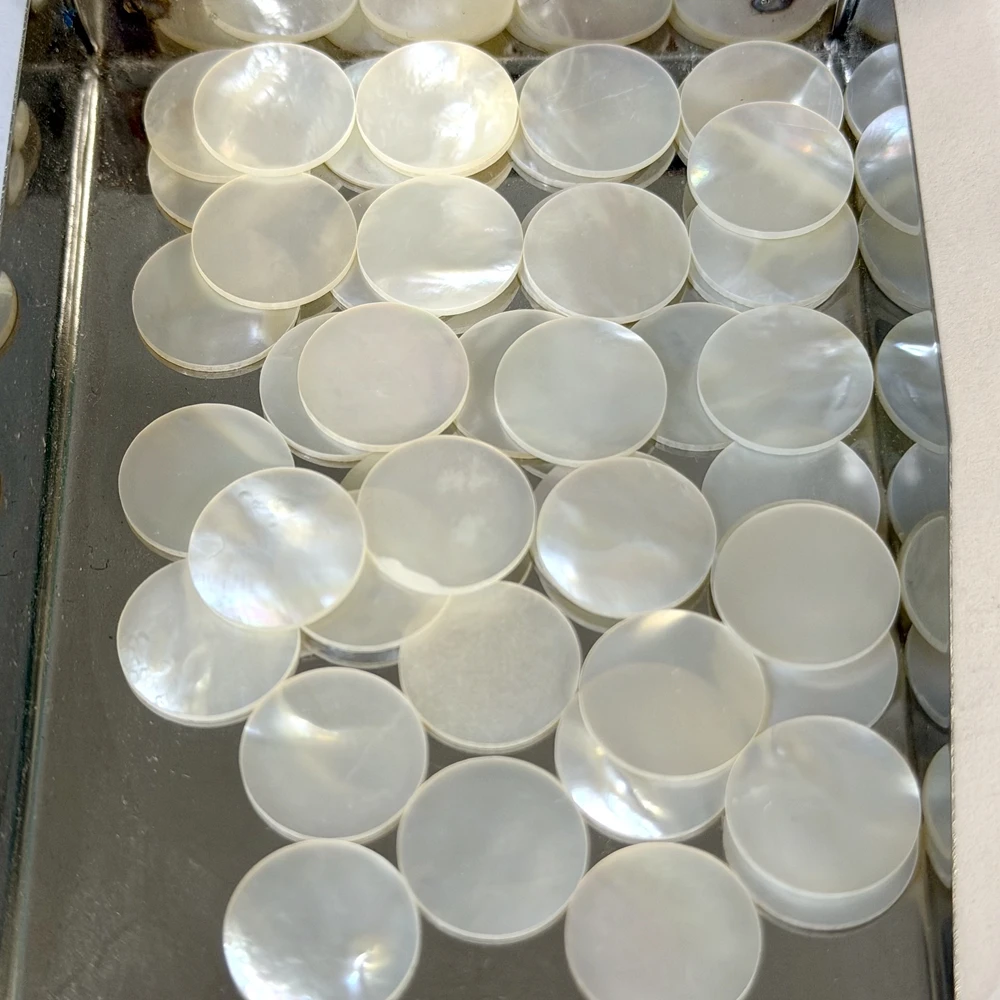 50PCS/Lot 13x1mm Natural Round White Mother Of Pearl Shell Coin Sheets White MOP Gemstonr For Jewelry