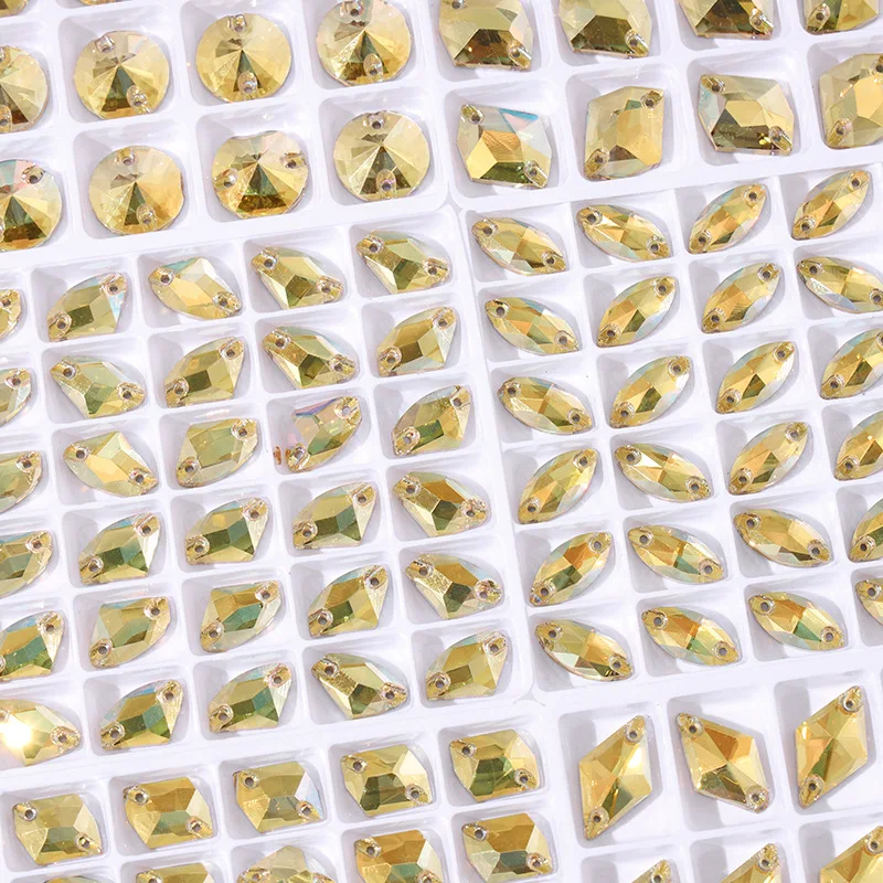 

Metallic Sunlight Sew On AB Rhinestone Cosmic Flatback Glass Crystals For Clothing Wedding Dresses Shoes Bags Decoration DIY