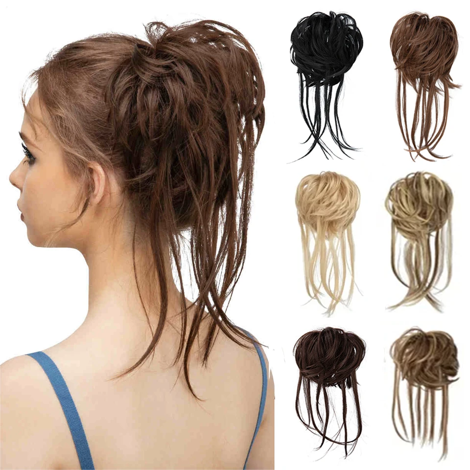 

Wig, long beard, headband, women's straight hair, meatball shaped headband, fluffy long beard, loose bun, natural bun