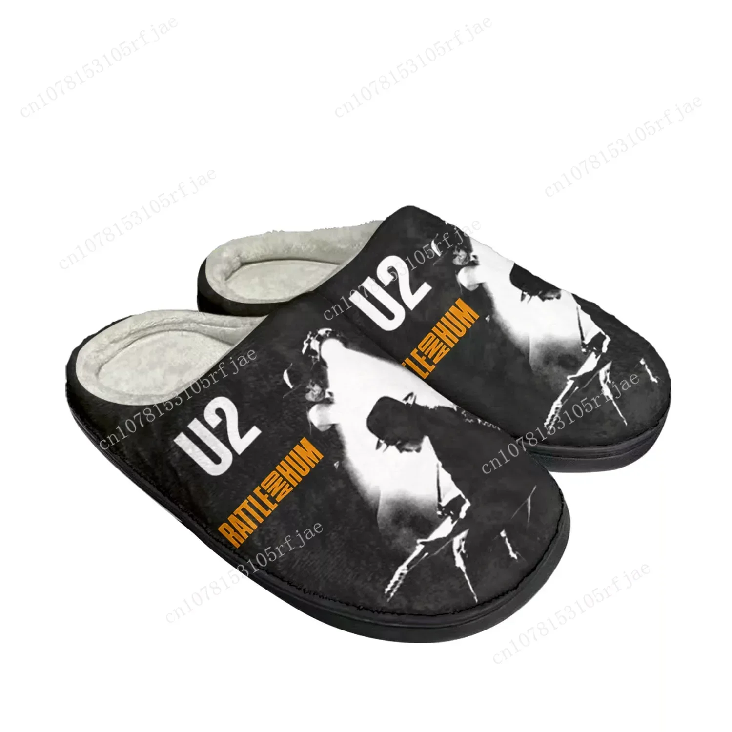 Pantoufles en coton personnalisées pour hommes et femmes, pantoufles thermiques, sandales en peluche pour chambre à coucher, chaussures décontractées pour garder au chaud, U2 Rock Band, Punk Home Fashion