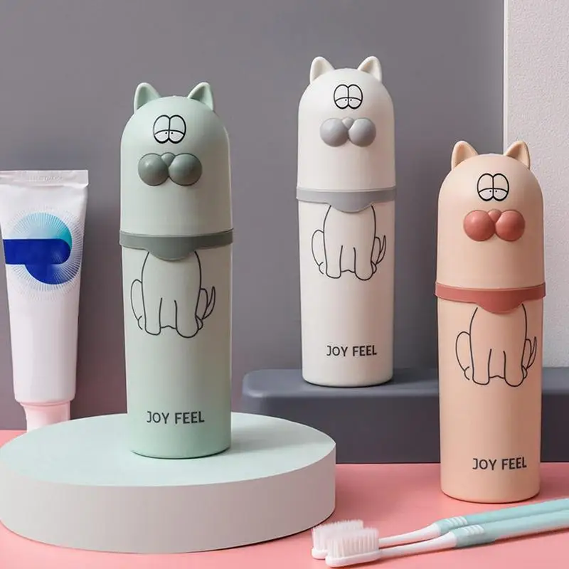 Travel Portable Toothbrush Holder Cute Cartoon Toothbrush Toothpaste Storage Box Children Bathroom Travel Organizer