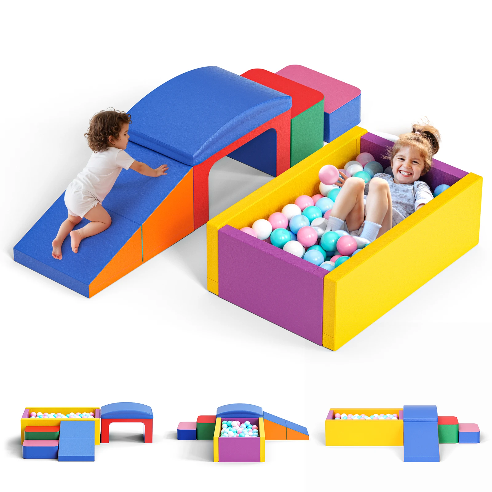 9-teilige Schaumstoff-Bausteine für Kleinkinder, Spielplatz, Indoor-Spiel, Fitnessstudio, Klettern, Zeichnen, Multifunktions-Ballbecken (ohne Ball)