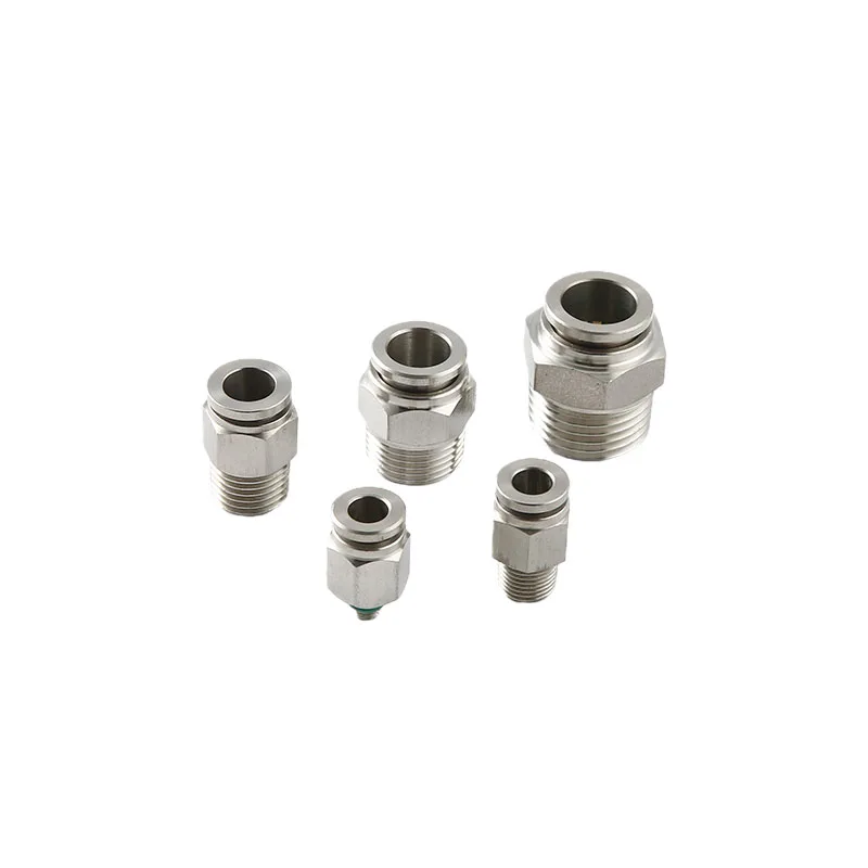 PC8-02 304 stainless steel metal pneumatic quick connector tapered sealing thread PC8-01 PC8-03